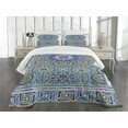 thumbnail image 3 of Ambesonne Moroccan Quilted Bedspread Set 3 Pcs, Eastern Ceramic Tile, Queen Size, Pale Coffee Turquoise, 3 of 5