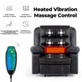 thumbnail image 3 of Oversized Recliner Chair Manual Recliner Chair with Massage and Heat Leather Recliner Sofa with Wide Arms and Back, Side Pockets Super Comfortabe Theater Recliner for Living Room, Black, 3 of 4