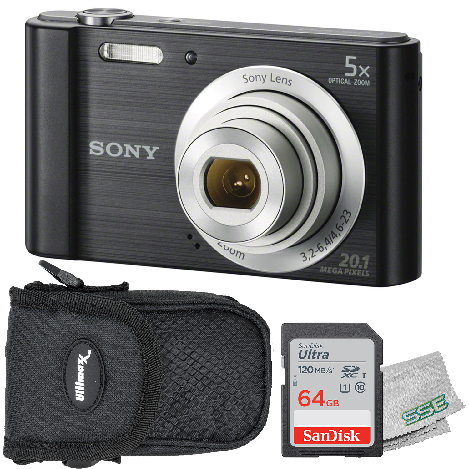Sony Cyber-shot DSC-W800 Digital Camera (Black) with Starter Accessory Bundle: SanDisk Ultra 64GB SDXC Memory Card, Water Resistant Point & Shoot Camera Case & More - image 1 of 10