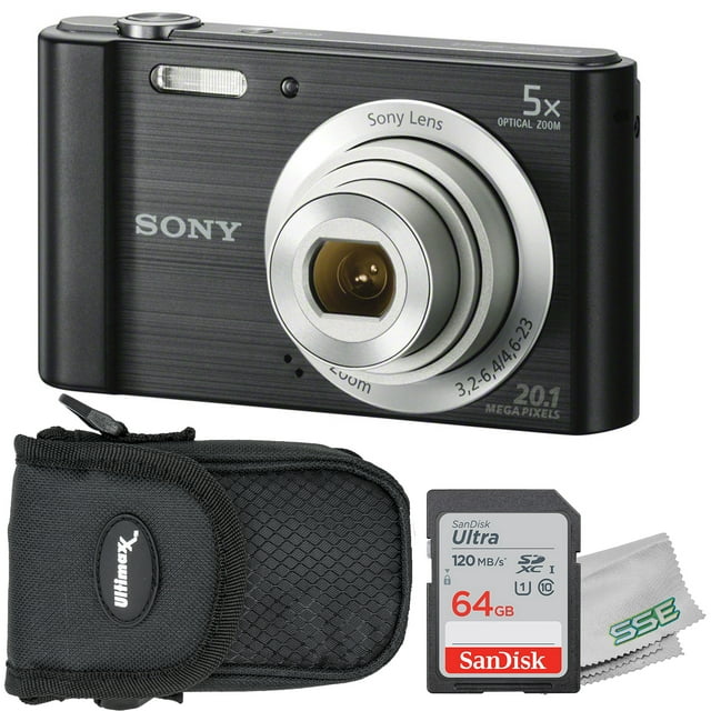 Sony Cyber-shot DSC-W800 Digital Camera (Black) with Starter Accessory Bundle: SanDisk Ultra 64GB SDXC Memory Card, Water Resistant Point & Shoot Camera Case & More