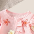 thumbnail image 6 of WUANDIXFA Baby Girl Fall Winter Outfits Clothes Knit Jumpsuit Ruffle Romper Coming Home Outfit for Baby Girl (Pink, NEWBORN), 6 of 9