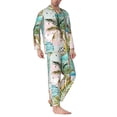thumbnail image 3 of Kll Watercolor Palm Tree Sleepwear Mens Flannel Pajamas,Long Cotton Pj Set, 3 of 9