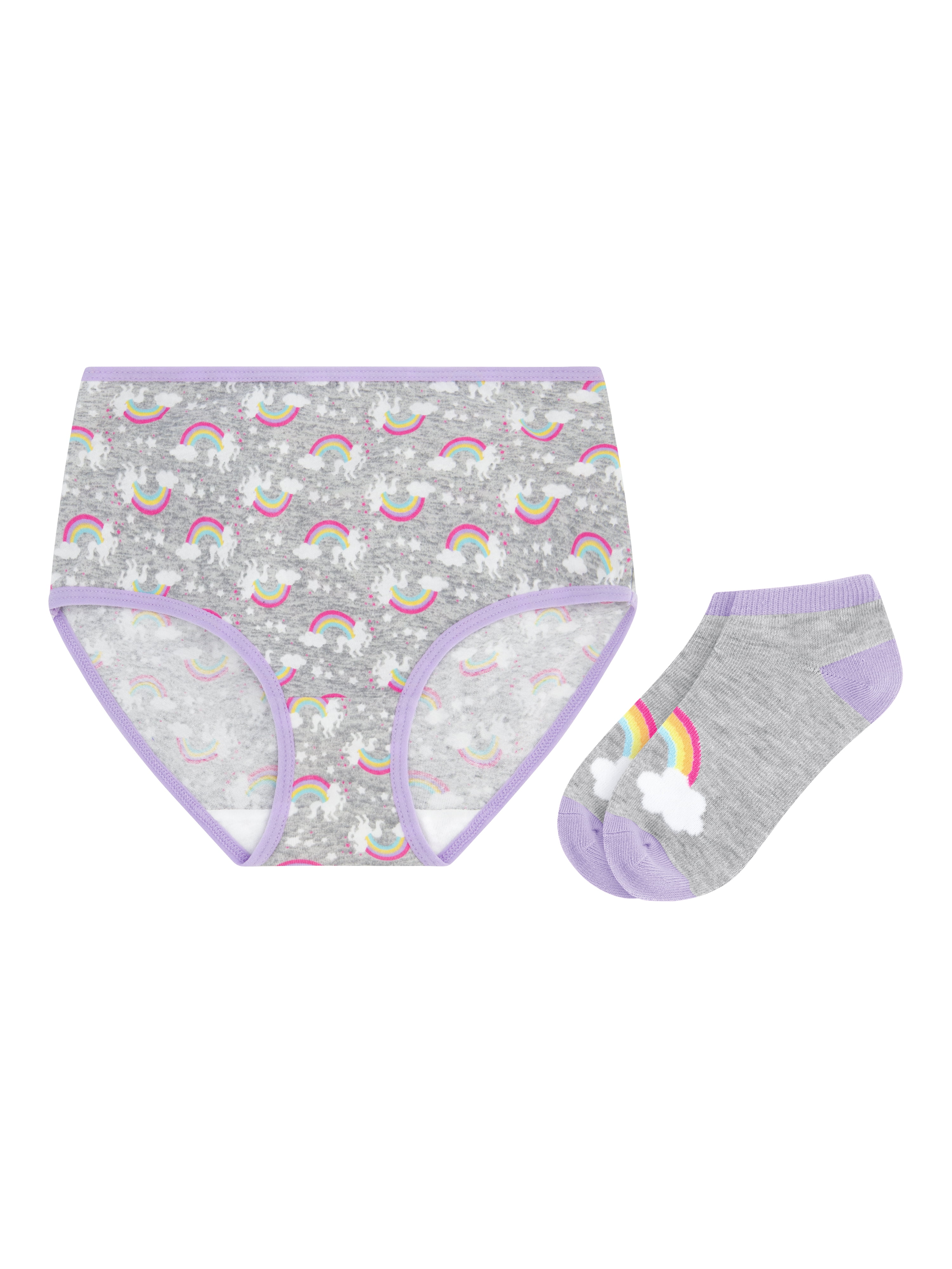 Wonder Nation Girls Cotton Underwear & Socks Bundle, 14-Pack, Sizes 4-16