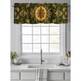 thumbnail image 4 of Bohemian Retro Pattern Valances for Windows, Rod Pocket Kitchen Valance Curtains - Soft & Washable Small Window Treatment for Living Room,&nbsp;Bathroom, Green Gold, 54x18inch, 4 of 9
