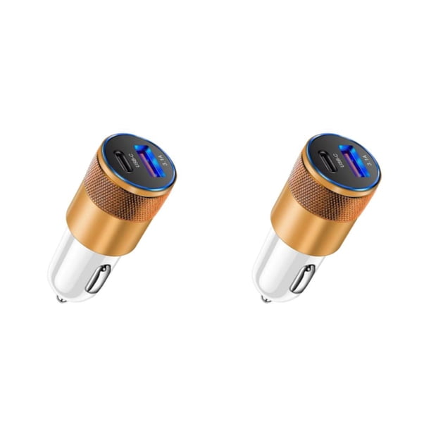 Sidaley Adaptador de carga para automóvil USB PD 3.1A Carga rápida universal Toma de corriente para teléfono antiflaming Accesorios para Oro blanco 2piezas
