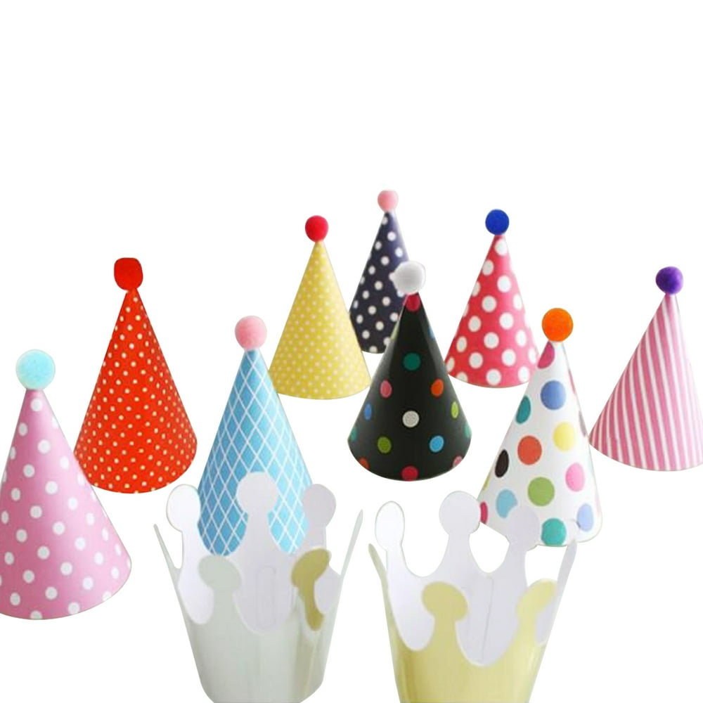 Wrapables® Kids MiniSized Party Hats with Pom Poms and Crowns for