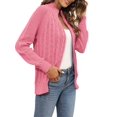 thumbnail image 3 of Langwyqu Autumn Winter Long Sleeve Women Cable Knit Coat Zipper Cardigan Sweater, 3 of 5