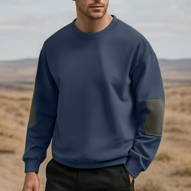 pstuiky hombres de manga larga, Sudadera con capucha y cuello redondo de manga larga con bloques de color para hombre Tops de hombre m