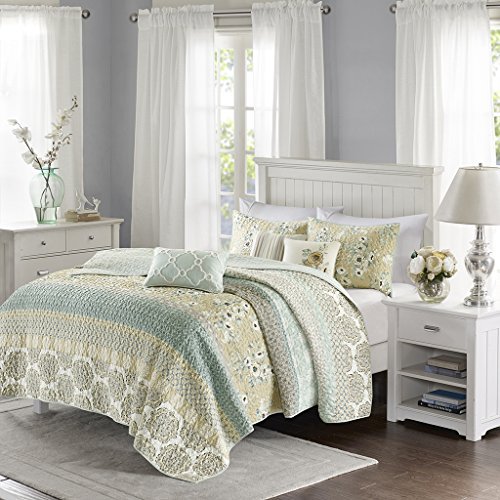 Willa 6 Piece Quilted Coverlet Set Green King/Cal King