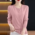 thumbnail image 2 of QIYAGBSA Cardigan Sweater for Women Round Neck Button Front Long Sleeve Stretch Knit Lightweight for Office and Daily Wear (Pink L), 2 of 6