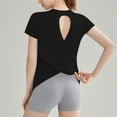 thumbnail image 3 of Women's Loose Fit Back Cutout T-Shirt - Round Neck, Short Sleeve, Polyester for Yoga/Sports (S-XL Sizes), 3 of 3
