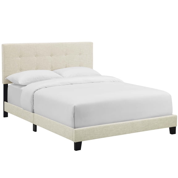Modway Amira Full Modern Upholstered Polyester Fabric Bed in Beige