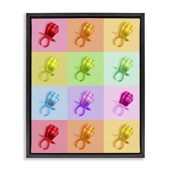 Stupell Industries Eclectic Candy Gem Pop Grid Black Floating Frame Canvas Art, 17 x 21, by LISH Creative