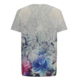 thumbnail image 5 of QHWAUAKFBN T Shirts For Women Trendy Shirt Short Sleeve Flower Printed Round Neck Elegant Loose Soft Blouse Tshirts Top, 5 of 5