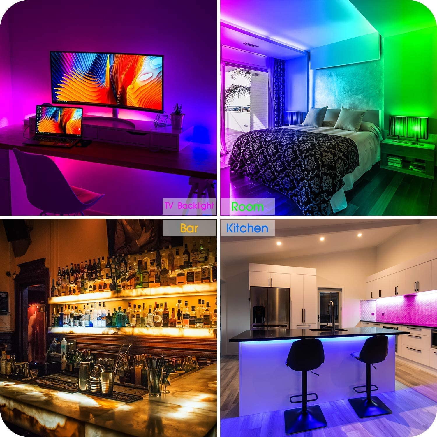 Ehomful 50ft/15m LED Lights strip RGB 5050 with Color Changing and App  Control for Bedroom, Party and Home Decoration (3 rolls 16.4ft/5m each) 