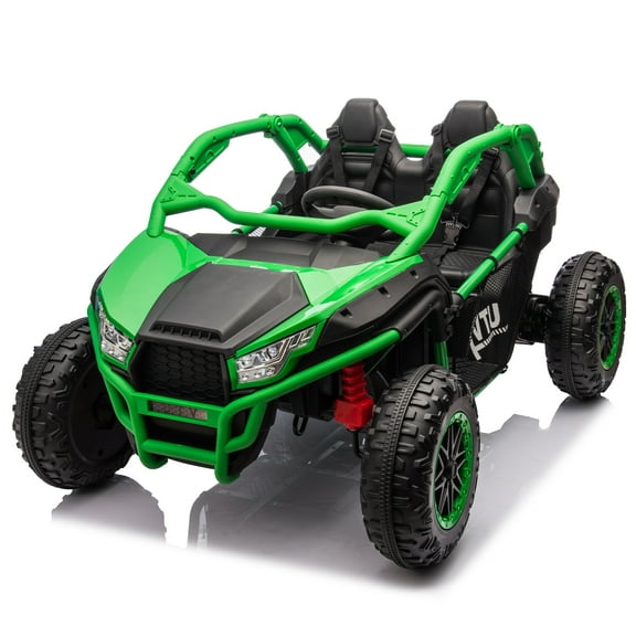 24V Two-seater Kids Ride On UTV w/Parents Control,20in seat width,400W Super high power,Four-wheel Suspension,Bluetooth,MP3,USB,LED Light,Horn,Rear storage space,Speeds 3.73-4.97MPH For Kids aged 3 .