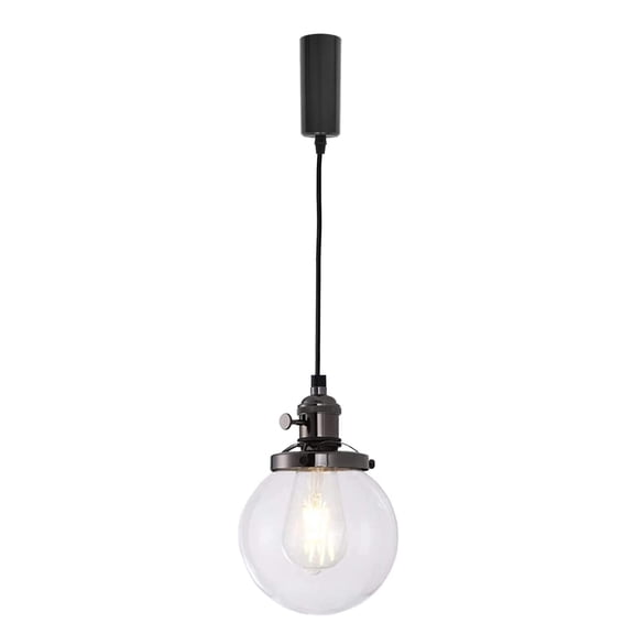 Kiven L-Type track lighting pendants,L track pendant lights with Clear Glass Lampshade,Vintage Track Lighting Fixture for Kitchen Hallway Cafe,Black(1 pack)