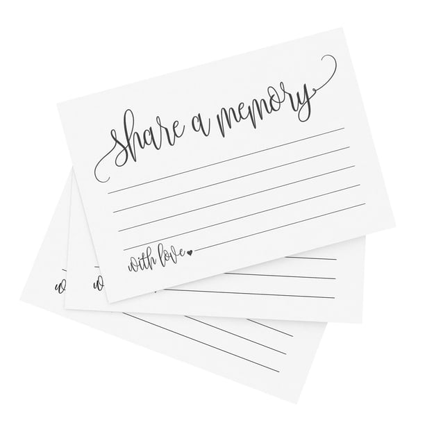 Bliss Collections Share A Memory Cards Tarjetas De Guión En Forma De Corazón Para Bodas, Duchas, Cumpleaños, Celebración De La Vida, Funeral, Jubilación, Despedidas Y Recuerdos De Graduación, 4 X 6 Pu