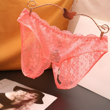 BYHONG Panties Women s Lace Briefs Crotch Low Underwear Waist Underpants Open Underwear Orange L