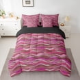 thumbnail image 2 of Homewish Girly Pink Stripes Twin Bedding Sets 7-Piece for Women, Chic Abstract Bedding Comforter Set, Modern Fashion Artwork Reversible Sheet Sets, Luxury Bedroom Decor, 2 of 7