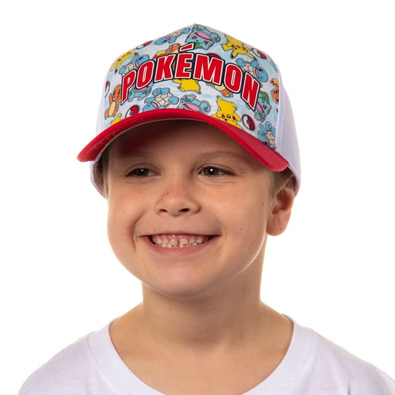 Pokemon Character Collage Sublimated Youth Snapback Trucker Hat OSFM