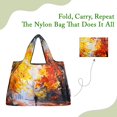 thumbnail image 4 of Wrapables Large Foldable Oil Painting Nylon Reusable Grocery Bag, Autumn, 4 of 5