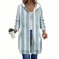 thumbnail image 3 of Womens Hooded Jackets Double-Zip Drawsting Long Sleeve Print Sweatshirts Outwear Casual Loose Long Coat Wirh Pockets (XL, Light Blue), 3 of 6