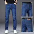 thumbnail image 3 of Pantalones vaqueros ajustados para hombre, pantalones vaqueros ajustados para hombre, ropa de trabajo, ajustados, informales, de talla grande, elásticos, clásicos, de lujo, 3 of 5