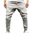 thumbnail image 2 of Riforla Men's Trousers Overalls Casual Sports Pants Trousers with Zipper Pockets Beige XXL, 2 of 6