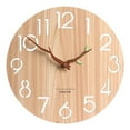 thumbnail image 1 of Reloj de pared digital grande de madera, redondo y silencioso, de 12 pulgadas y con pilas. Con hojas, 1 of 7