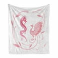 thumbnail image 1 of Phoenix Soft Flannel Fleece Throw Blanket, Mystic with Dragon and Mythological Bird Chinese Watercolor, Cozy Plush for Indoor and Outdoor Use, 50" x 70", Rose Pink White, by Ambesonne, 1 of 6