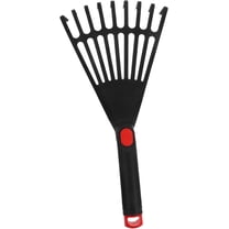 Small Plastic Leaf Rake with Handle for Gardening and Flower Beds Lightweight Garden Tool with Smooth Comfortable Grip and Sturdy Tines for Outdoor Leaf Sweeping and Soil Loosening