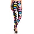 thumbnail image 2 of Women's Plus Pink Yellow Blue Big Hearts Pattern Printed Leggings, 2 of 3