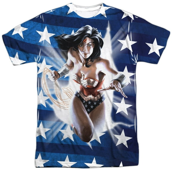 Wonder Woman DC Comics Superhero Ripped Flag Adult Front Print T-Shirt Tee