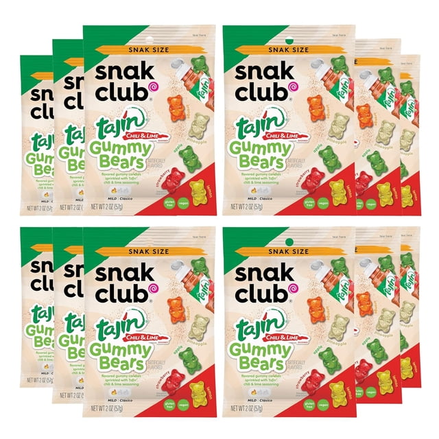 Tajin Gummy Bears, Assorted Fruit Candy Gummies with Chili and Lime Seasoning, Mild, Gluten-Free and Vegan Snacks, 9 oz Resealable Bag