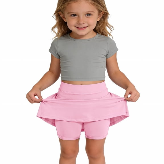 VOUZZA Girls Tennis Skort Sports Skirt with Built-in Shorts and Pockets Golf Cheer Running Activewear Bottoms for Kids Youth Ages 4-12