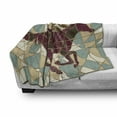 thumbnail image 3 of Mosaic Soft Flannel Fleece Throw Blanket, Running Stable Racehorse and Jockey Silhouettes on Pieced Background, Cozy Plush for Indoor and Outdoor Use, 50" x 70", Purple Pale Brown Teal, by Ambesonne, 3 of 6