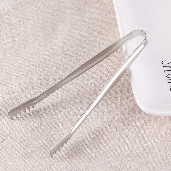 GOOHOCHY 4 Pcs 15CM Stainless Steel Mini Food Serving Tongs Practical Ice Cube Tongs Bread Clip Home Bar Supplies (YH51-A, Sanding)