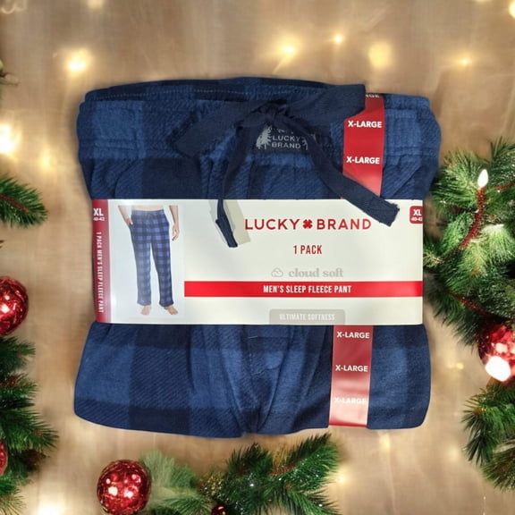 Lucky Brand Men's Sleep Fleece Pant, Blue, X-Large