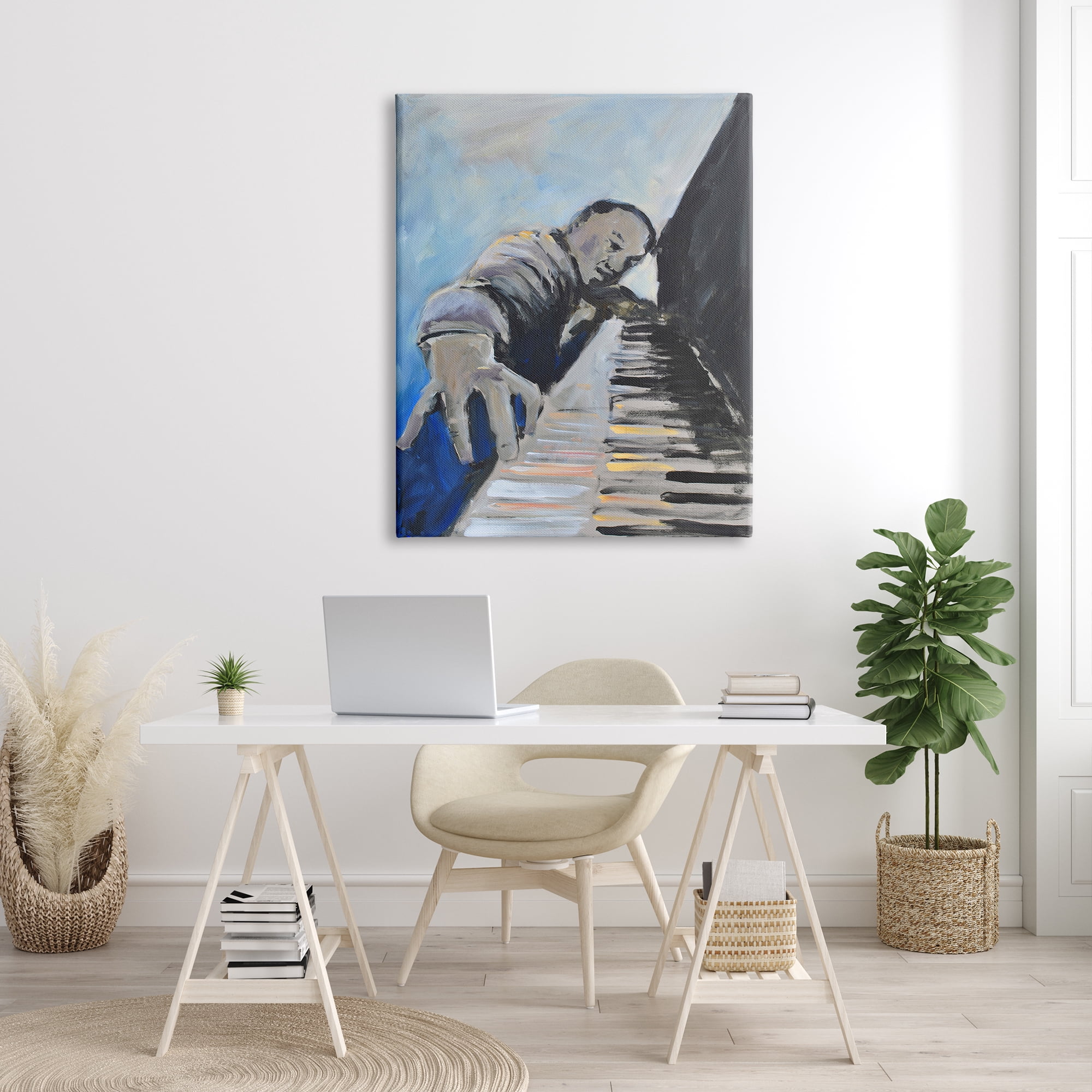 Stupell Industries Piano Player Blues Musician Expressive Painting, 36 x 48, Design by Allayn Stevens