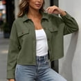 thumbnail image 5 of Enjoytime Cropped Jackets for Women Lapel Long Sleeve Button Down Shacket Fall Fashion Lightweight Trendy Casual Outerwear, 5 of 8
