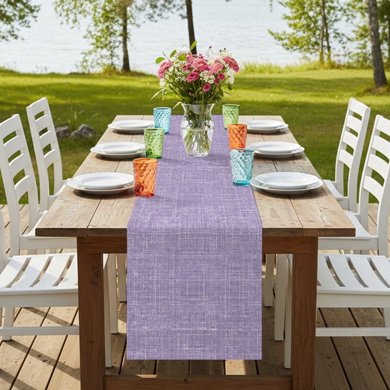 purple dresser runner Table Runner Dresser Scarves 70 Inch Long,Bohemian Flower Purple Gradient Ethnic Style Linen Dining Table Runners, Size: 13 x 70