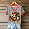 thumbnail image 1 of Women's Football Graphic T-Shirt, Women's V-Neck Short Sleeve Letter Print T-Shirt for Casual Summer for Soccer Tournament 2026 Gray Size: M, 1 of 5