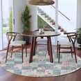 thumbnail image 4 of Blue Pink Botanical Large Area Rugs for Bedroom Living Room, Soft Non Slip Carpet Bedside Rug, Spring Floral Vintage Round Floor Cover Kitchen Accent Rug 7' for Dining Room/Office, 4 of 9