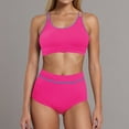 thumbnail image 4 of VBTAPA High Waisted Womens Bikini Sets Sporty Two Piece Swimsuits for Women Color Block High Cut Bathing Suits Big Sales Today Pink XL, 4 of 9