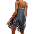 thumbnail image 2 of Women'S Lace Flowing Mini Dress Y2k Sleeveless Backless Suspender Dress Low Waist Short Dress Nightgown Grey S, 2 of 3