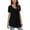Black, variant on Women Summer Tops Solid Pleated Round-Neck Blouses T-Shirt