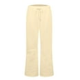 thumbnail image 6 of WULMLEO Ladies Fashion High Waist Sweatpants Loose Draw String Waist Solid Color Cargo Drawstring Pants Leisure Flares Fluorescence Yellow 3XL, 6 of 9