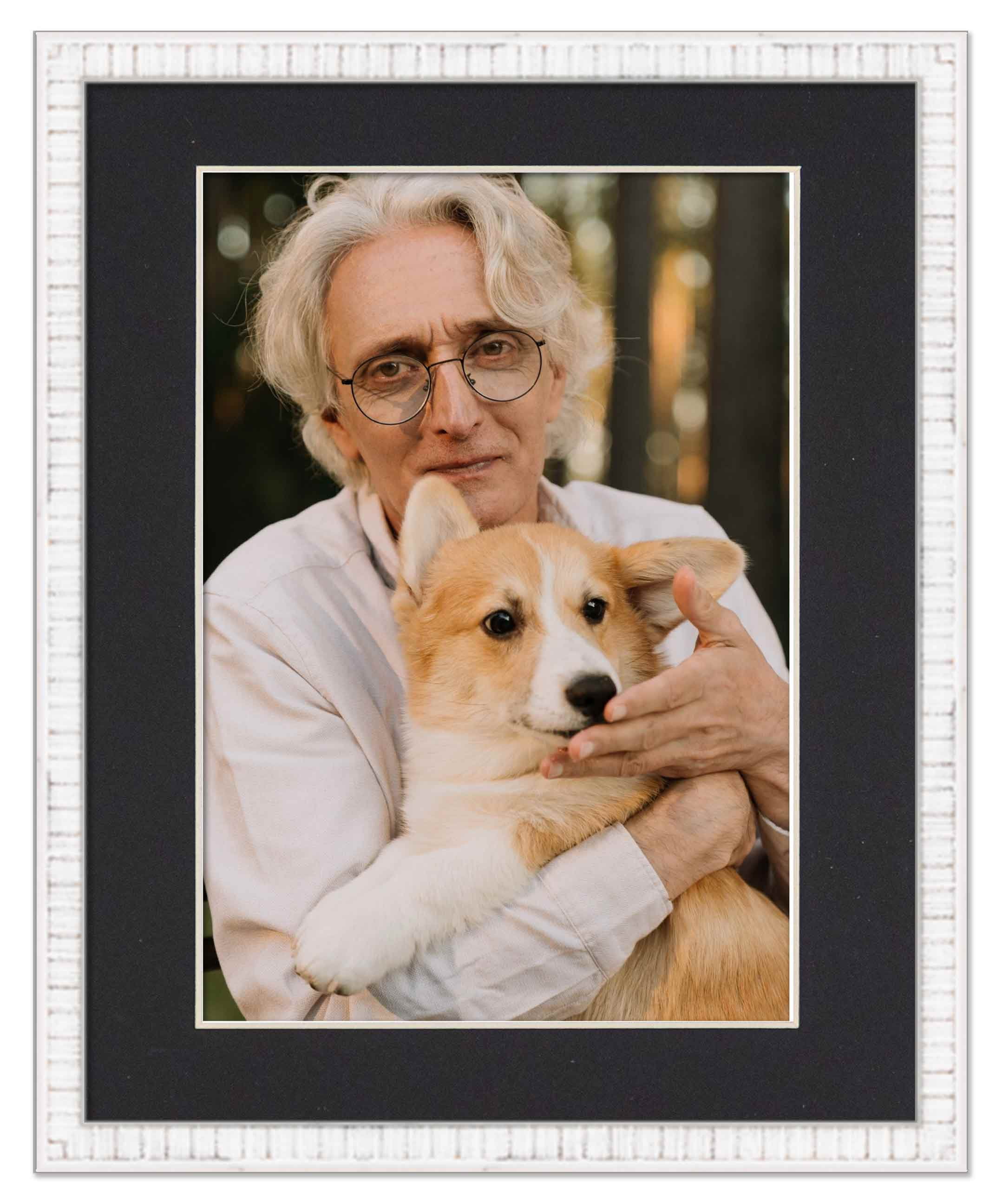 16x20 Frame White With Black Picture Mat For 16x20 Photo - White 18x24 Frame To Display Print or