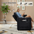 thumbnail image 4 of 3 in 1 Sleeper Sofa Bed, 65 Inch Convertible Pull Out Couch with Small Table, USB Ports, Cup Holders & 5 Level Adjustable Backrest, Corduroy Loveseat Sofa for Living Room Apartment Bedroom (Black), 4 of 9